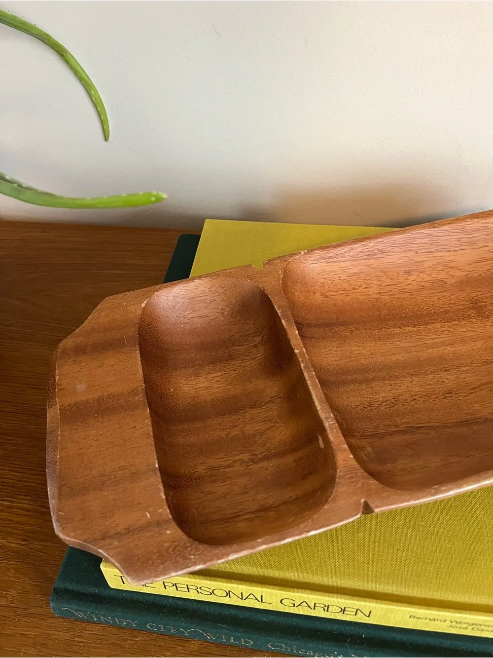 Wooden Divided Serving Tray - Warm Brown